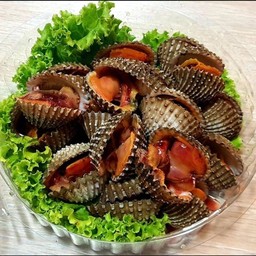 หอยแครงลวก หม่าล่าเสียบไม้🦐🥬