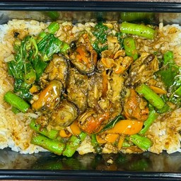 ข้าวหอยแมลงภู่ผัดพริกแกง