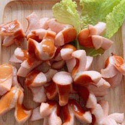 ข้าวไส้กรอกหนังกรอบทอด