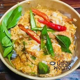 ข้าวหน้าห่อหมกทะเลไข่ข้น