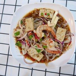 ยำเส้นแก้วกุ้งสดหมูยอ