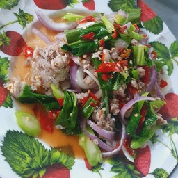 ยำวุ้นเส้นหมูสับคะน้า