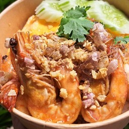 ข้าวไข่ข้น กุ้งกระเทียม
