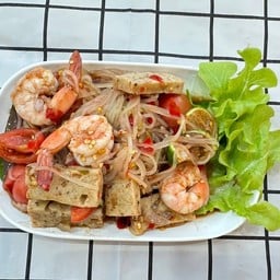 ตำเส้นเล็กกุ้งสุกหมูยอ