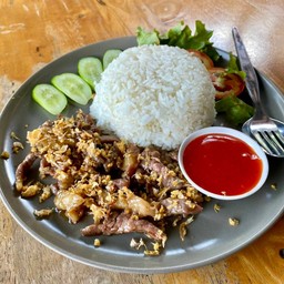 ข้าวเนื้อทอดกระเทียม 90's