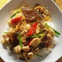 หมูผัดขิงราดข้าว