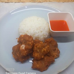 ข้าวหมูสับทอดกระเทียม