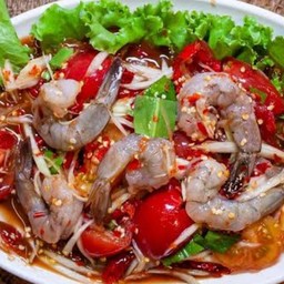 [อร่อยซ่ากับโค้ก] ตำกุ้งสด +  โค้ก ออริจินัล (ขวด) 