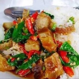 กระเพาหมูกรอบ