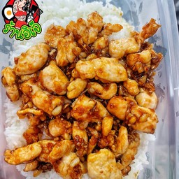 ข้าวไก่ทอดทอดกระเทียม