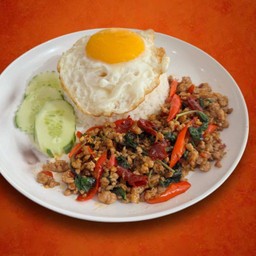 ข้าวราดผัดกระเพราหมู