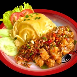 ข้าวไข่ข้นหมูกรอบคั่วพริกเกลือ