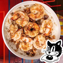 ข้าวกุ้งกระเทียมทั้งตัว
