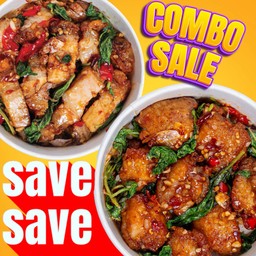 SET ข้่วกะเพราหมูกรอบ + ข้าวกะเพราไก่กรอบ