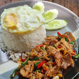 ข้าวกะเพราหมูชิ้น