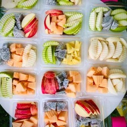 ผลไม้ 3อย่าง 109฿ แอปเปิ้ล+แก้วมังกร+แคนตาลูป จัดใส่กล่องพร้อมทาน