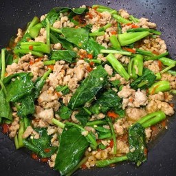 ผัดคะน้าหมูสับ+ไข่ดาว