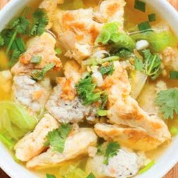 ต้มจืด วุ้นเส้น ไข่เจียวน้ำ+หมูสับ+ผักกาด(ไข่2ฟอง)