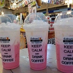 นมชมพู เย็น แก้ว 3แก้ว