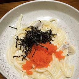 สปาเก็ตตี้เห็ดแชมปิญองสาหร่ายไข่กุ้ง