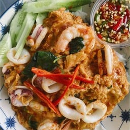 ไข่ข้นห่อหมกทะเลราดข้าว