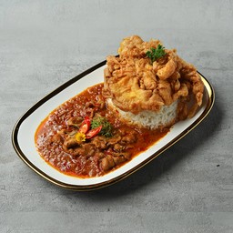 ข้าวไข่ฟูซอสพะแนงหมูสันคอชาบู