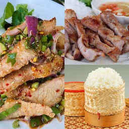 [เซตสุดฮิต] น้ำตกหมู + คอหมูย่าง + ข้าวเหนียว