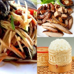 [เซตสุดฮิต] ตำปูปลาร้า + หมูนรก + ข้าวเหนียว