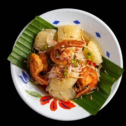 ยำส้มโอ กุ้งกรอบ
