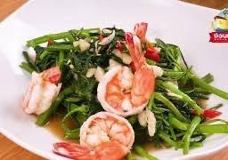 ข้าวราดผัดผักบุ้ง(เลือกเนื้อสัตว์)