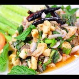 ลาบเห็ด (เห็ดชิเมจิขาว,น้ำตาล และ เห็ดเข็มทอง)