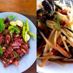 [เซตสุดฮิต] ก้อยเนื้อขม + ตำปูปลาร้า
