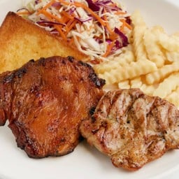 สเต๊กหมูสันคอทีเด็ด + สเต๊กสะโพกไก่สไปซี่