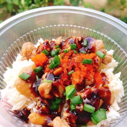 ข้าวหน้าไก่ เทอริยากิ ไข่กุ้ง