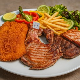 Set 3 สเต็ก ไก่ +โคขุน +พอร์คขอพ +ปลาทอด