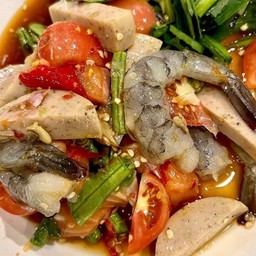 ยำ กุ้งสด+หมูยอ
