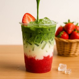 มัทฉะนมสดสตรอว์เบอรี่