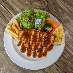 สเต็กไก่ซอสบาร์บีคิว