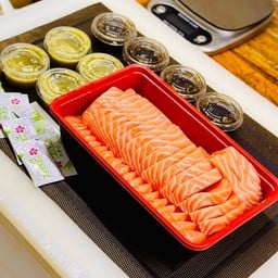 (S5)แซลมอนซาซิมิ 1000กรัม  ฟรี!! โชยุ,วาซาบิ,ซีฟู้ด