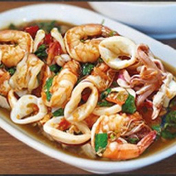กุ้งแชบ๊วย+ปลาหมึก