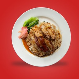 ข้าวเป็ดย่าง+หมูกรอบ