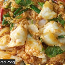 [เซตสุดฮิต] ปูผัดผงกะหรี่  Yellow Curry Crab meat + แกงเหลืองไหลบัวปลากระพง