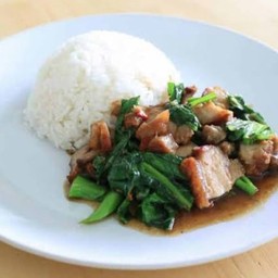 ข้าวคะน้าหมูกรอบ