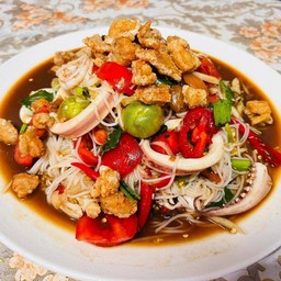 ตำ ปลาหมึกแคปหมู
