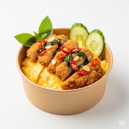 ข้าวไข่ข้น+ไก่กรอบกระเพรา