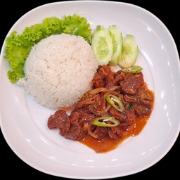 ข้าว+ผัดเนื้อเเดง