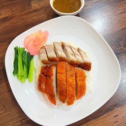 ข้าวเป็ดย่าง+หมูกรอบ