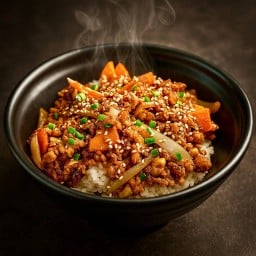 ข้าวหน้าหมูสับผัดซอสหม่าล่า