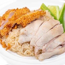 ข้าวมันไก่ต้ม+ไก่ทอด