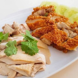ไก่ต้ม+ไก่ทอด เป็นกับข้าว